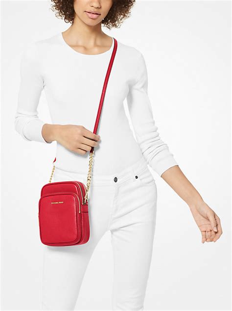 michael kors cinnabar jet set|Jet Set Medium Pebbled Leather Crossbody Bag .